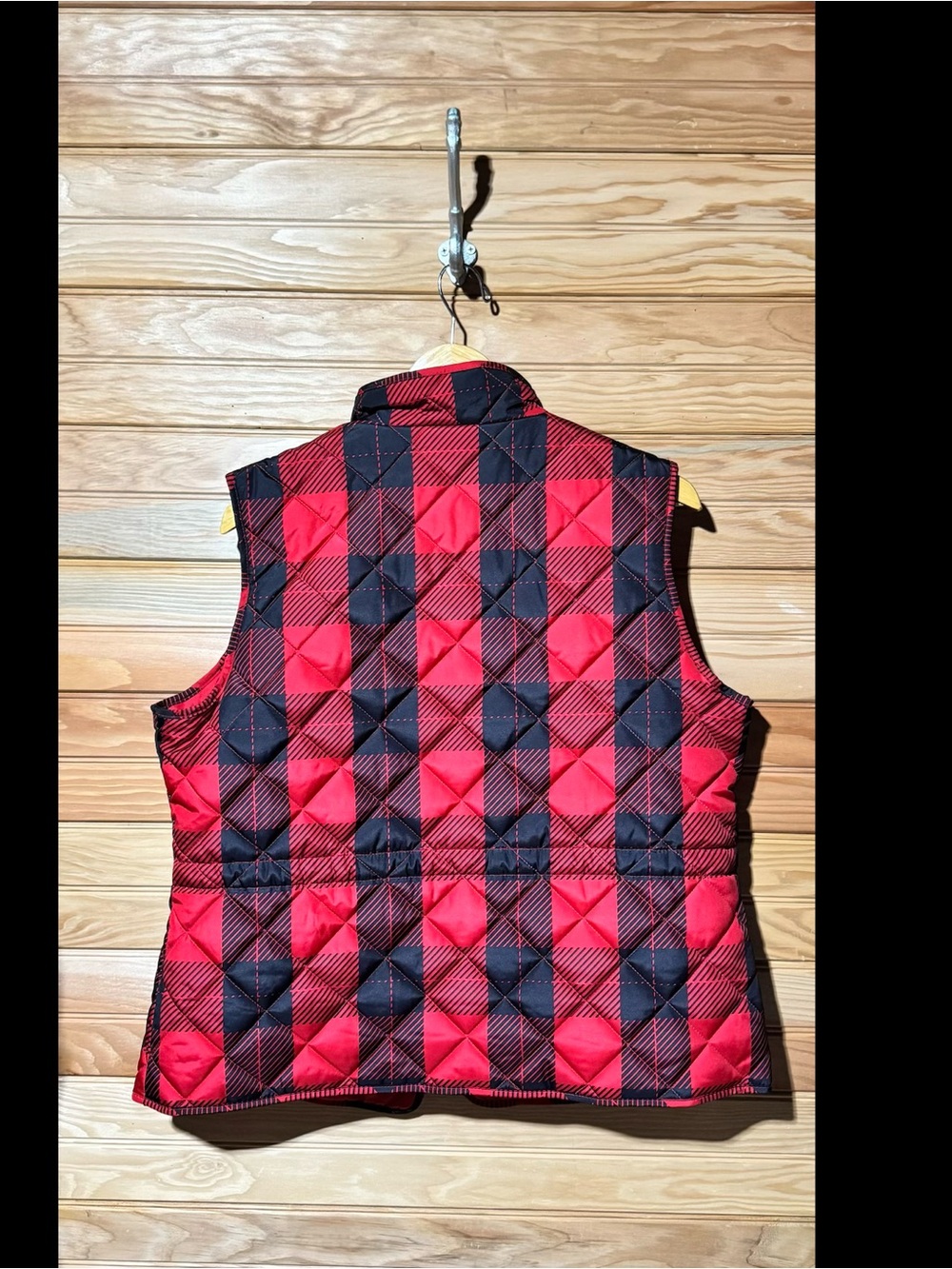 St. John's Bay Red Quilted Jacket with Black Striped Trim